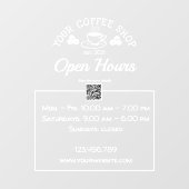 Autocollant Pour Fenêtre Café à code QR à l'heure d'ouverture affiche (Feuille)