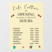 Autocollant Pour Fenêtre Café Café Horaires d'ouverture (Feuille)