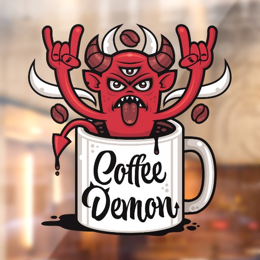 Autocollant Pour Fenêtre Café Demon (Feuille 2)