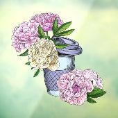 Autocollant Pour Fenêtre Café et pivoines (Feuille 3)