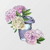 Autocollant Pour Fenêtre Café et pivoines (Feuille)