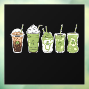 Autocollant Pour Fenêtre Café Latte Green Cute Irish St Patrick's Day