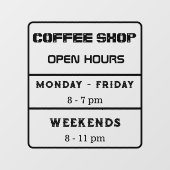 Autocollant Pour Fenêtre Café ouvert Heures d'ouverture Business Times (Feuille)