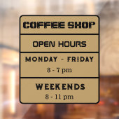 Autocollant Pour Fenêtre Café Shop Heures d'ouverture Heures d'ouverture Br (Feuille 2)