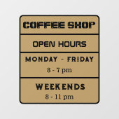 Autocollant Pour Fenêtre Café Shop Heures d'ouverture Heures d'ouverture Br (Feuille)