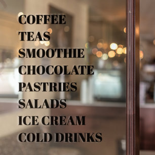 Autocollant Pour Fenêtre Café Thé Salades Fenêtre Vinyles Transparent   Nou