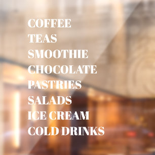 Autocollant Pour Fenêtre Café Thé Salades Fenêtre Vinyles Transparent Nou