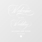 Autocollant Pour Fenêtre calligraphie écriture blanche mariage accueil (Feuille)