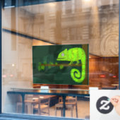 Autocollant Pour Fenêtre Caméléon vert mignon (Fenêtre de café)