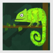 Autocollant Pour Fenêtre Caméléon vert mignon (Feuille)