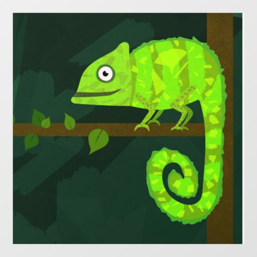 Autocollant Pour Fenêtre Caméléon vert mignon (Feuille)