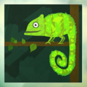 Autocollant Pour Fenêtre Caméléon vert mignon (Feuille 3)