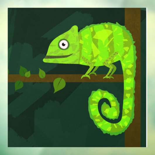 Autocollant Pour Fenêtre Caméléon vert mignon (Feuille 3)