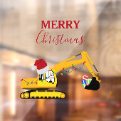 Autocollant Pour Fenêtre Camion de construction de l'excavatrice de Noël (Feuille 2)