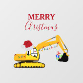 Autocollant Pour Fenêtre Camion de construction de l'excavatrice de Noël (Feuille)