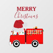 Autocollant Pour Fenêtre Camion de feu rouge de Noël (Feuille)