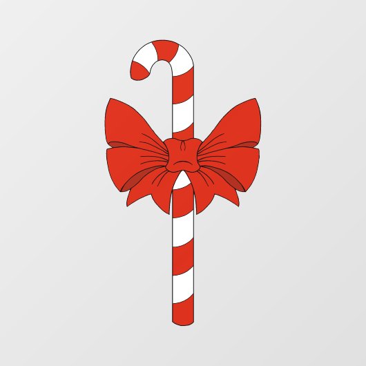 Autocollant Pour Fenêtre Candy Cane and Bow (Feuille)