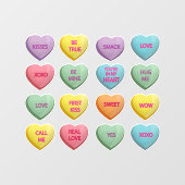 Autocollant Pour Fenêtre Candy Hearts Clouage de fenêtre (Feuille)