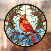 Autocollant Pour Fenêtre Cardinal Rouge Perché Dans Un Tree Faux Vitrail (Feuille 2)