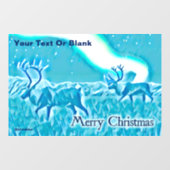 Autocollant Pour Fenêtre Caribou bleu cristal - Joyeux Noël (Feuille)