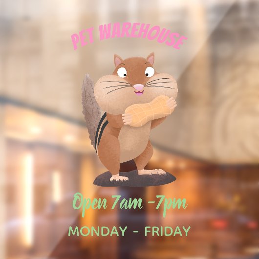 Autocollant Pour Fenêtre Caricature de chipmunk à grosses joues mignonnes (Feuille 2)