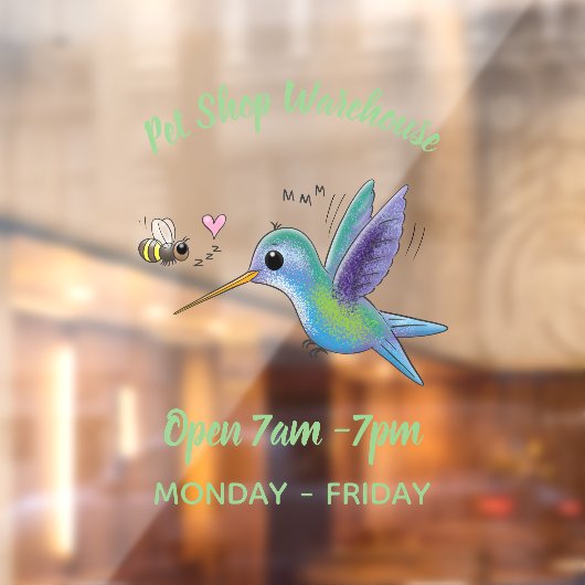 Autocollant Pour Fenêtre Caricature de colibri d'abeille mignonne (Feuille 2)