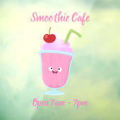 Autocollant Pour Fenêtre Caricature de crème glacée de fraise mignonne (Feuille 3)