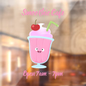 Autocollant Pour Fenêtre Caricature de crème glacée de fraise mignonne (Feuille 2)