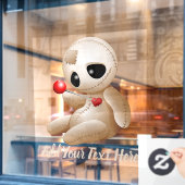 Autocollant Pour Fenêtre Caricature de poupée vaudou en amour (Fenêtre de café)