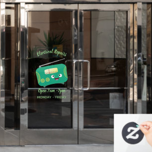 Autocollant Pour Fenêtre Caricature de radio rétro amusante