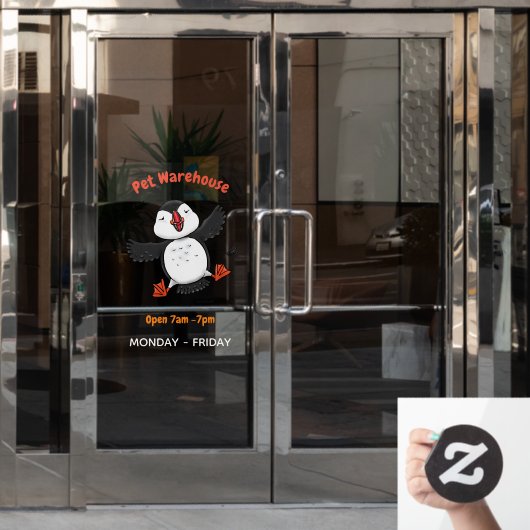 Autocollant Pour Fenêtre Caricature en bleu bouffin joyeux (Porte de bureau)