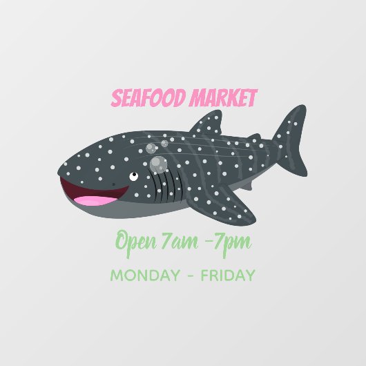 Autocollant Pour Fenêtre Caricature joli requin baleine joyeux (Feuille)