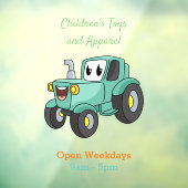 Autocollant Pour Fenêtre Caricature joli tracteur vert joyeux (Feuille 3)