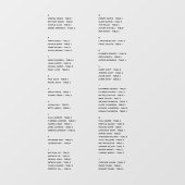 Autocollant Pour Fenêtre Carte de siège alphabétique transparente Noms seul (Feuille)