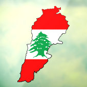Autocollant Pour Fenêtre Carte du Liban avec drapeau (Feuille 3)