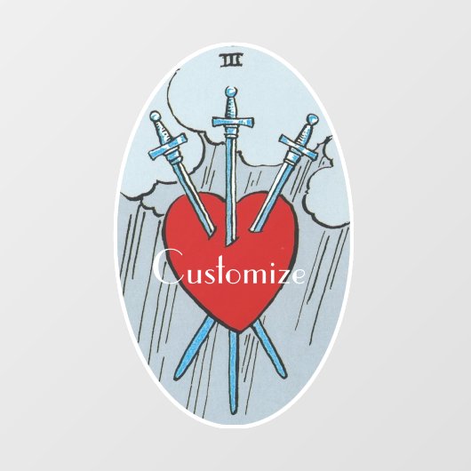 Autocollant Pour Fenêtre Carte Tarot 3 épées Thunder_Cove (Feuille)