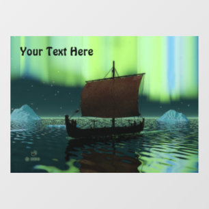 Autocollant Pour Fenêtre Carte Viking Ship Et Northern Lights
