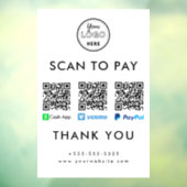 Autocollant Pour Fenêtre Cash App Venmo Paypal QR Code Scan to Pay Logo (Feuille 3)
