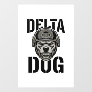 Autocollant Pour Fenêtre Casque Delta Dog Bulldog Gravure Vintage Design_