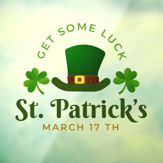 Autocollant Pour Fenêtre Casquette Vert et trèfle St Patrick's Day (Feuille 3)