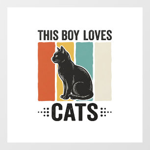 Autocollant Pour Fenêtre Ce garçon aime les chats Design Rétro pour amateur