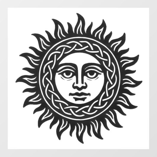 Autocollant Pour Fenêtre Celtic Sun Knot — Haunted Ink Solar Emblem (Feuille)