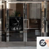 Autocollant Pour Fenêtre Cerf aux bois encadrés par champ et arbre (Porte de bureau)