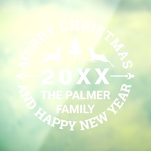 Autocollant Pour Fenêtre Cerf et arbre Joyeux Noël ajouter le nom (Feuille 3)