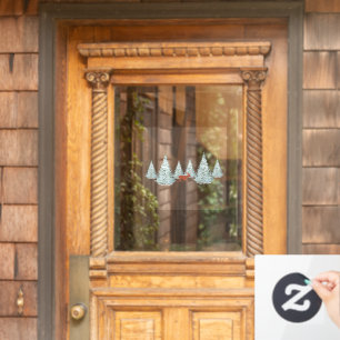 Autocollant Pour Fenêtre Cerfs bruns sous les épicéas couverts de neige
