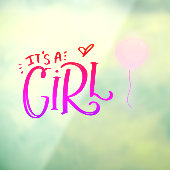 Autocollant Pour Fenêtre C'est une fille avec un ballon rose (Feuille 3)