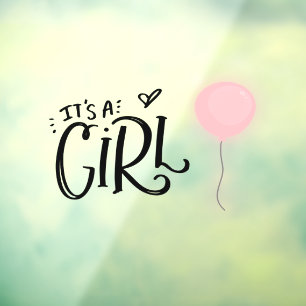 Autocollant Pour Fenêtre C'est une fille avec un ballon rose