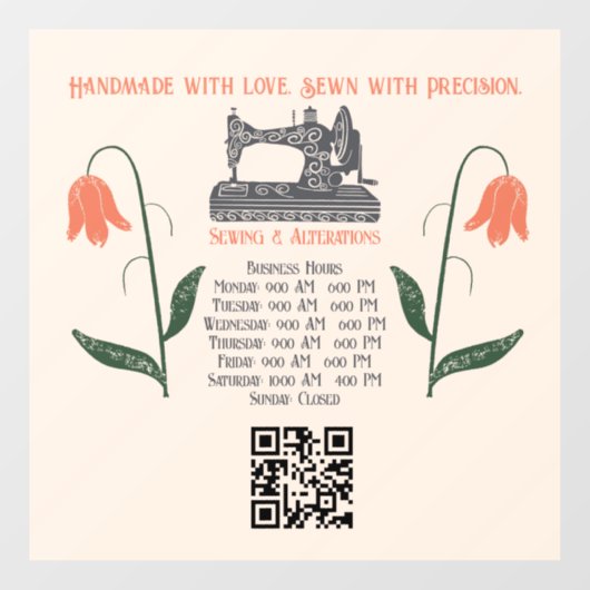 Autocollant Pour Fenêtre Chaîne à coudre vintage (Feuille)