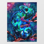 Autocollant Pour Fenêtre Chameleon lunaire Abstrait Floral Turquoise Vert (Feuille)