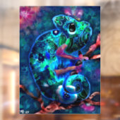 Autocollant Pour Fenêtre Chameleon lunaire Abstrait Floral Turquoise Vert (Feuille 2)